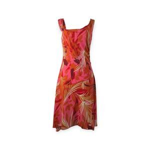 Vintage 90's A-Line Asymmetrical Neck Tropical Retro Future Dress